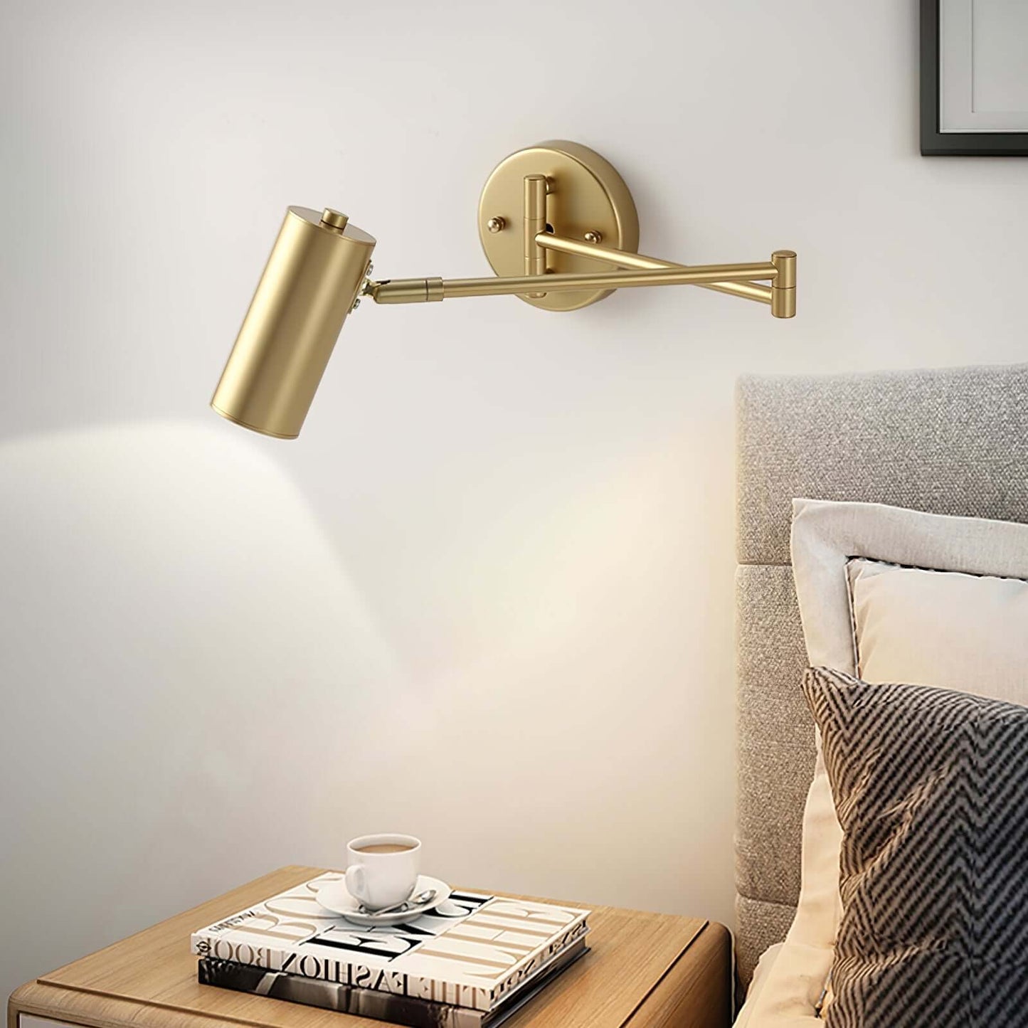 Flexible Brushed Steel LED Wall Light with Arm