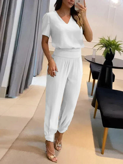 Ladies' 2-Piece V-Neck Suit Set