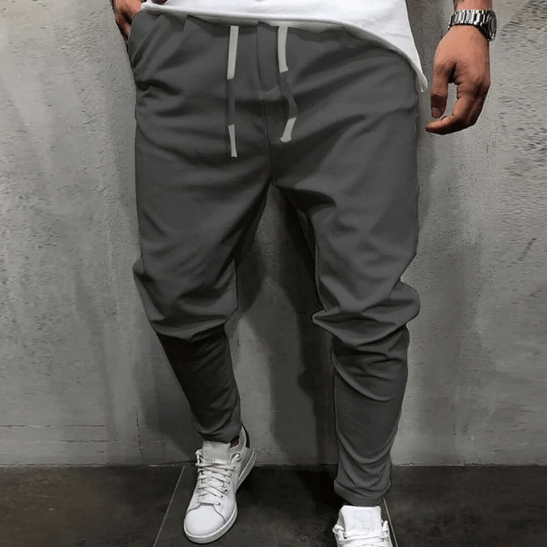 Slim Fit Men's Jogger Pants - Elastic Waistband