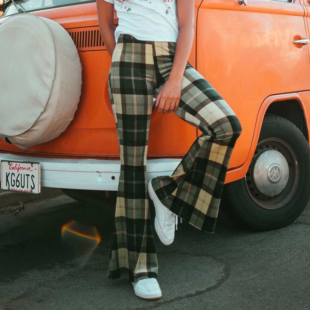 Trendy Checked Wide Leg Pants