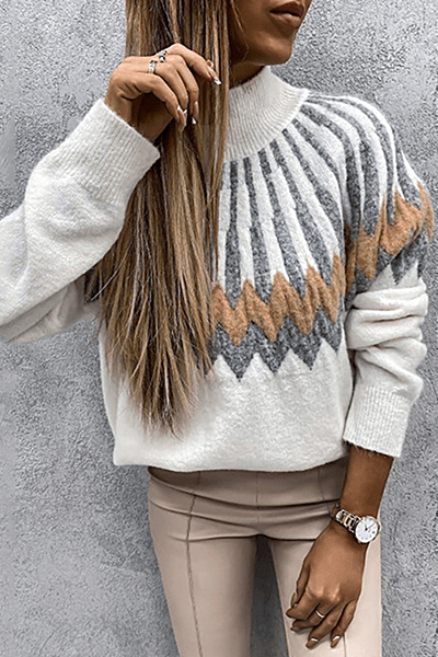 Ladies' Patterned Crew Neck Sweater