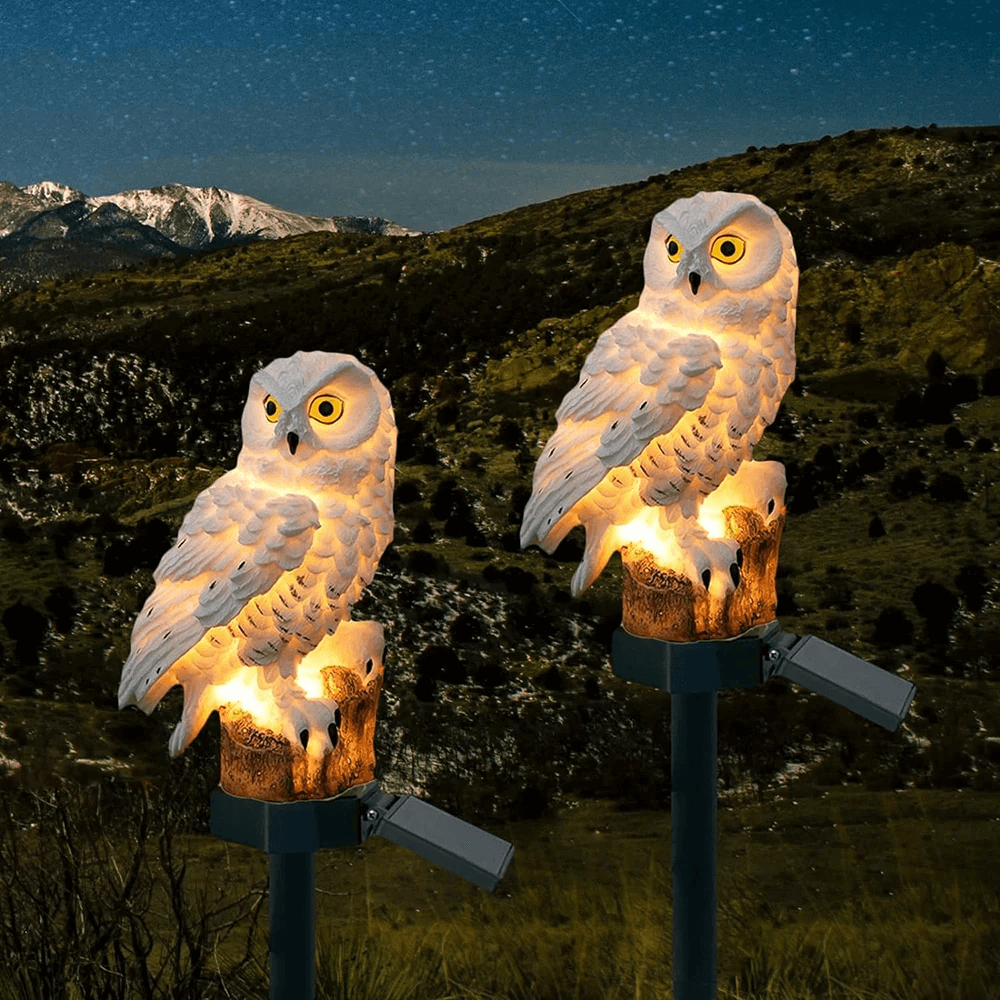 Outdoor Owl Solar Powered Lanterns (2-Pack)