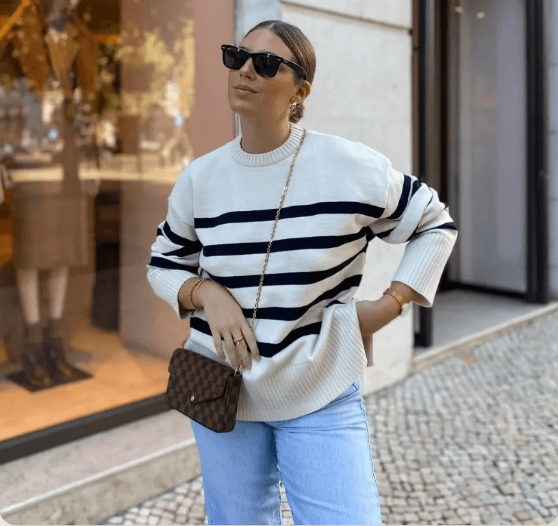 Large Cozy Striped Sweater for Women