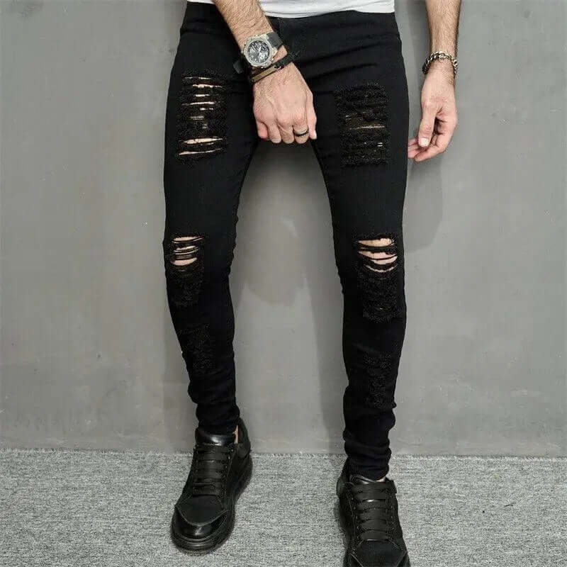 Ripped Slim Fit Men's Jeans - Luxivelle