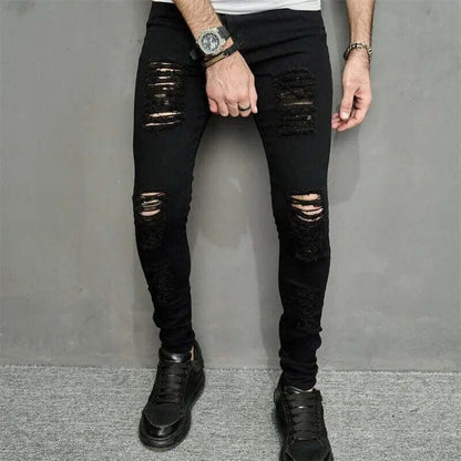 Ripped Slim Fit Men's Jeans - Luxivelle