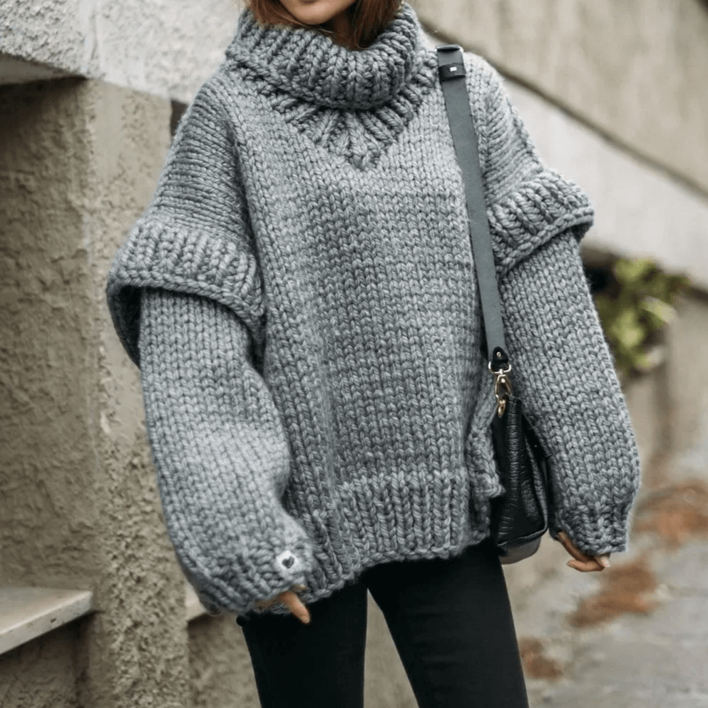 Women's Cozy Loose Fit Turtleneck Sweater - Luxivelle
