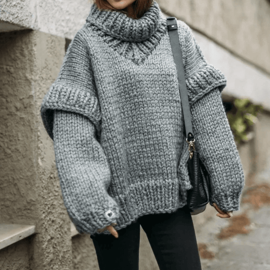 Women's Cozy Loose Fit Turtleneck Sweater - Luxivelle