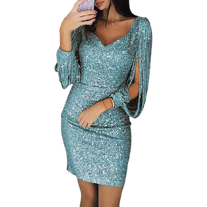 Glittery Knee Length Party Dress