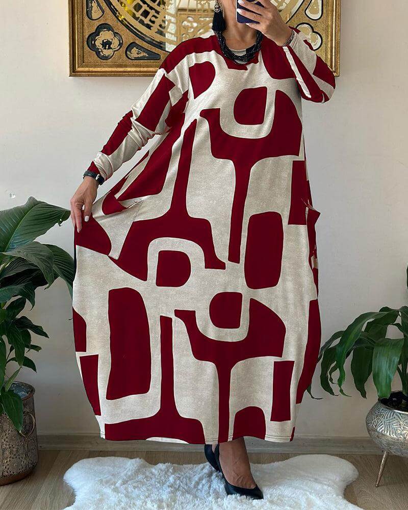 Fashionable Floral Long Sleeve Women's Dress