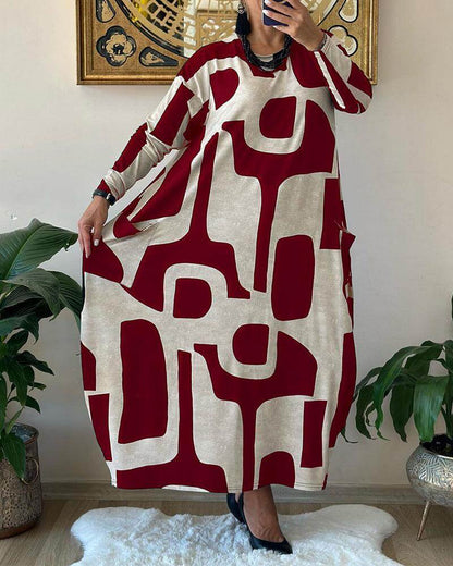 Fashionable Floral Long Sleeve Women's Dress