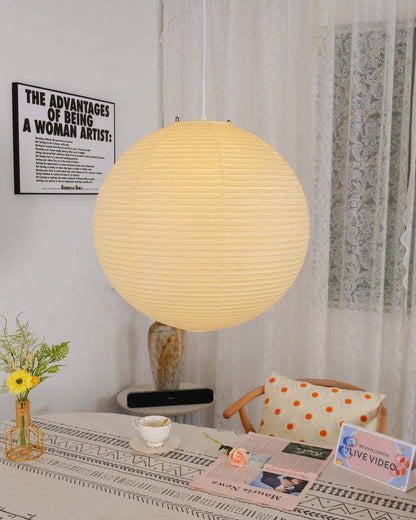 Simple White Cotton Shade Pendant Light with Metal Frame