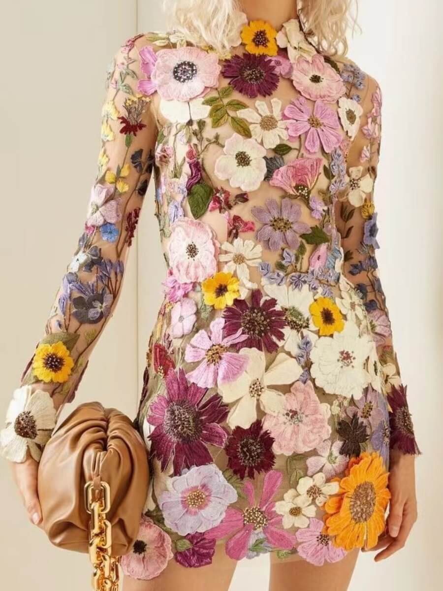 Eco Friendly Floral Embroidery Dress - Luxivelle