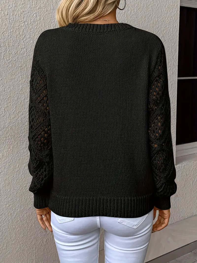 Women's Casual Loose Fit Open Knit Pullover Sweater