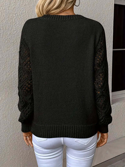Women's Casual Loose Fit Open Knit Pullover Sweater
