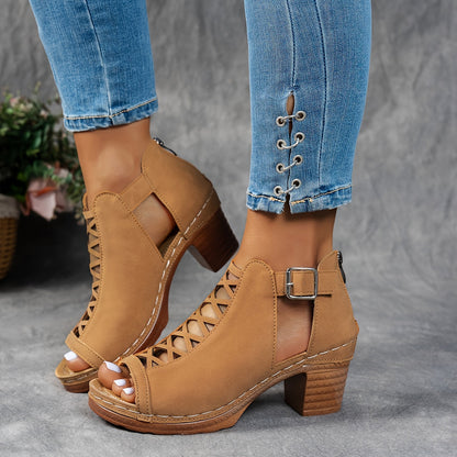 Fashionable Lattice High Heel Sandals