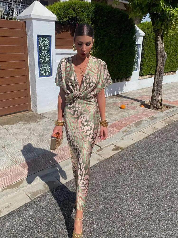 Ladies Elegant Flower Knee Length Dress - Luxivelle