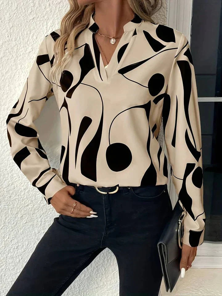 Women's V-Neck Floral Pattern Shirt