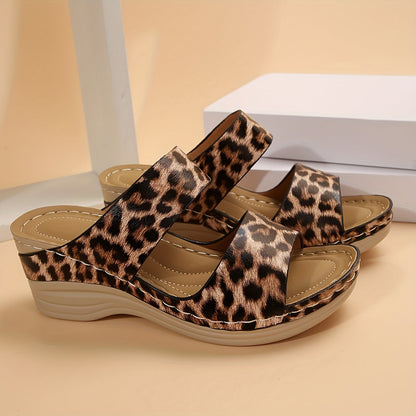 Animal Print High Heel Slide Sandals