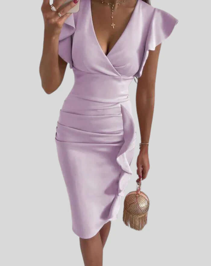 Feminine Fit and Flare Ruffle Dress