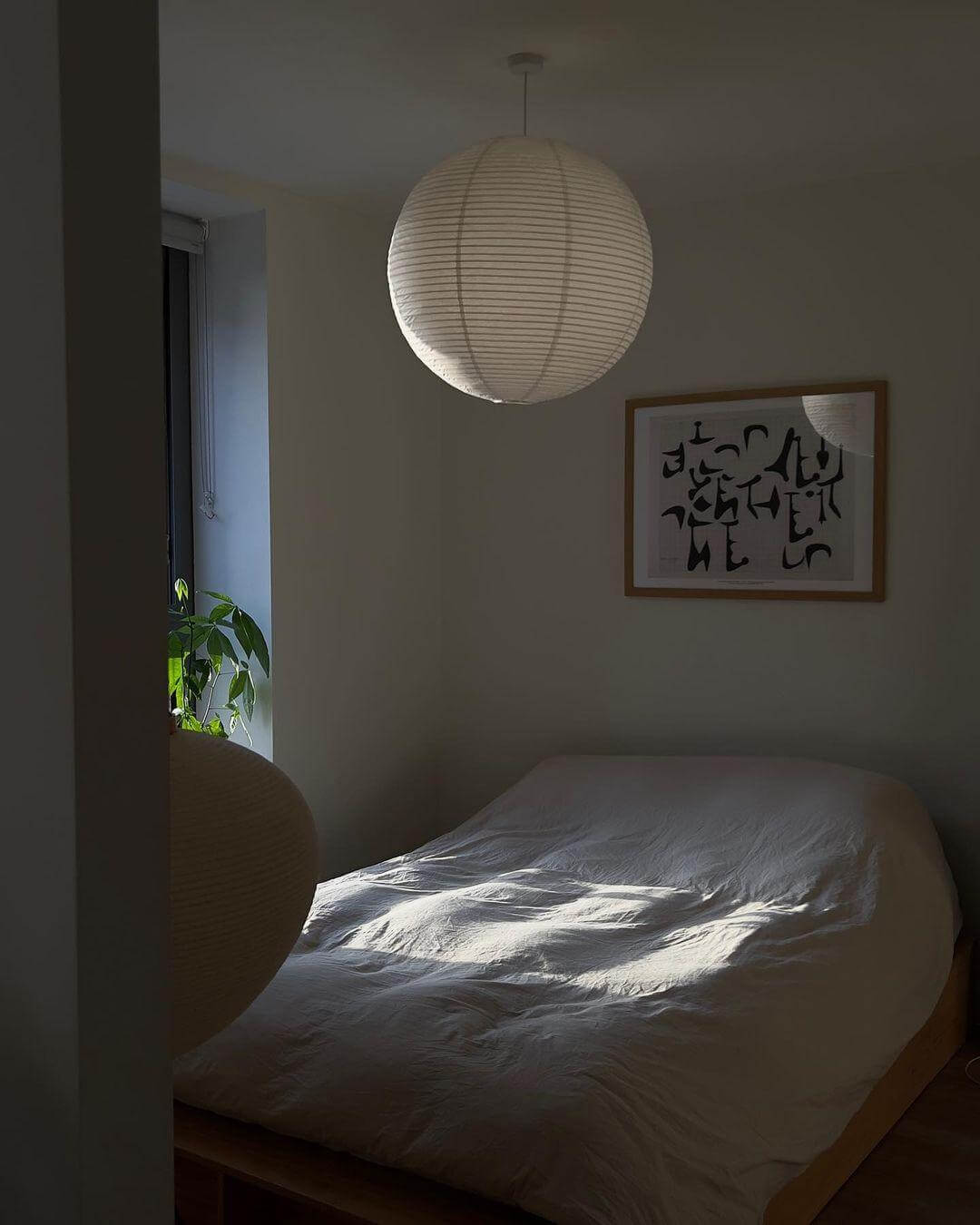 Simple White Cotton Shade Pendant Light with Metal Frame