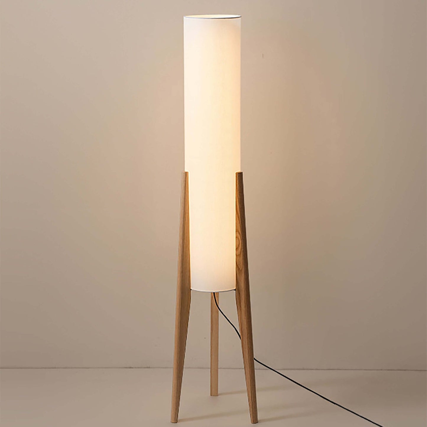 Natural Wooden Table Lamp with Linen Shade