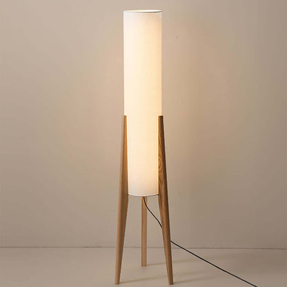 Natural Wooden Table Lamp with Linen Shade