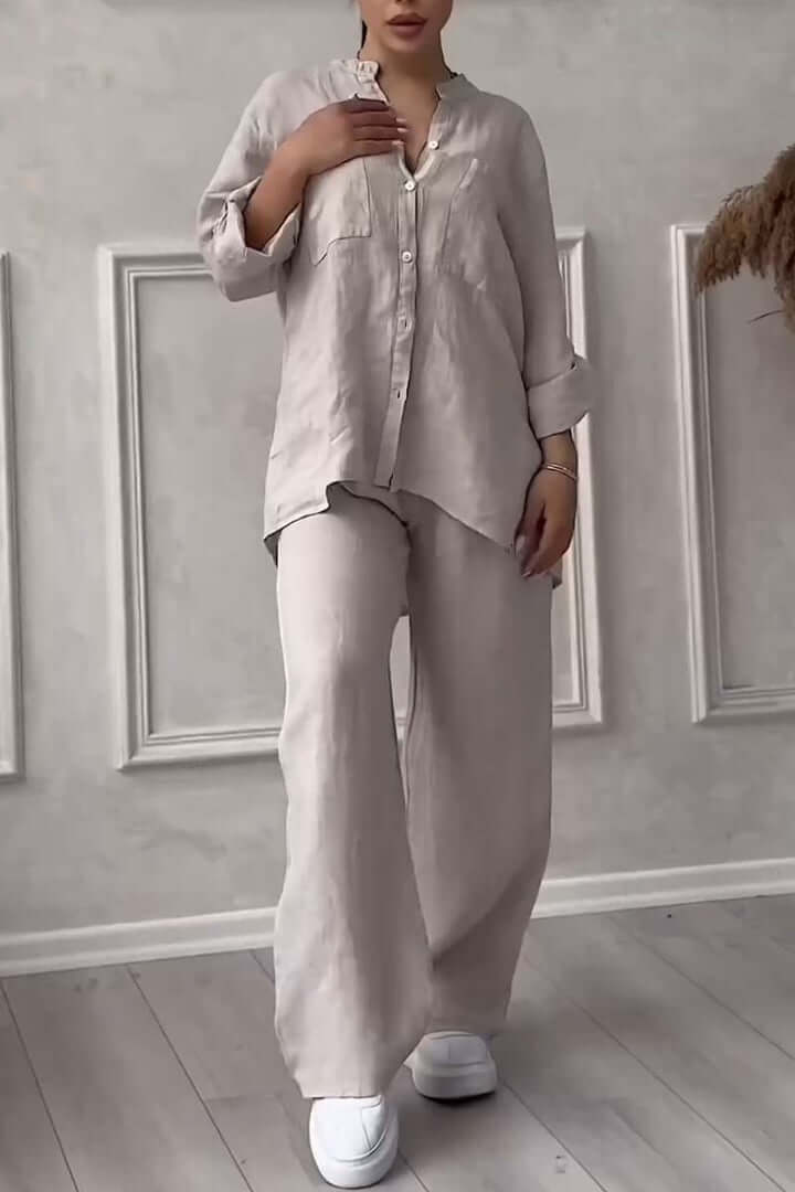 Lightweight Breathable Linen Pantsuit