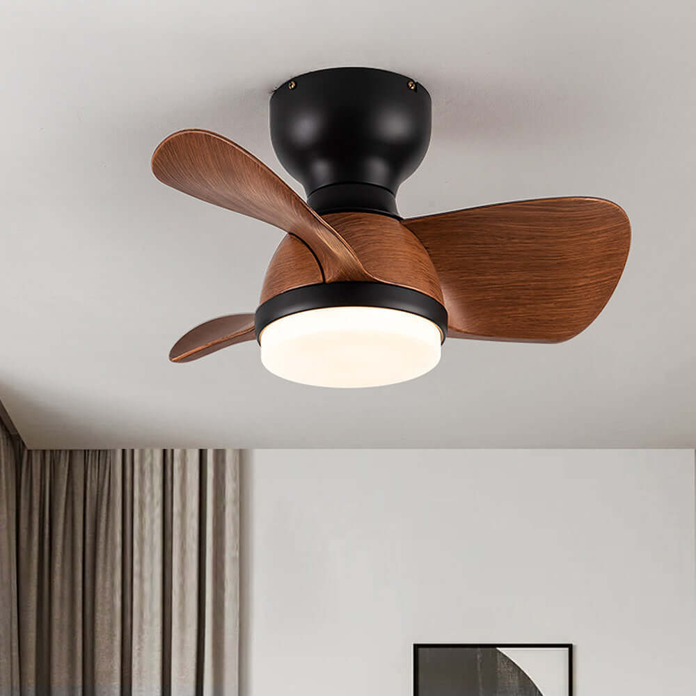 Stylish Wood Grain Ceiling Fan with LED Lighting