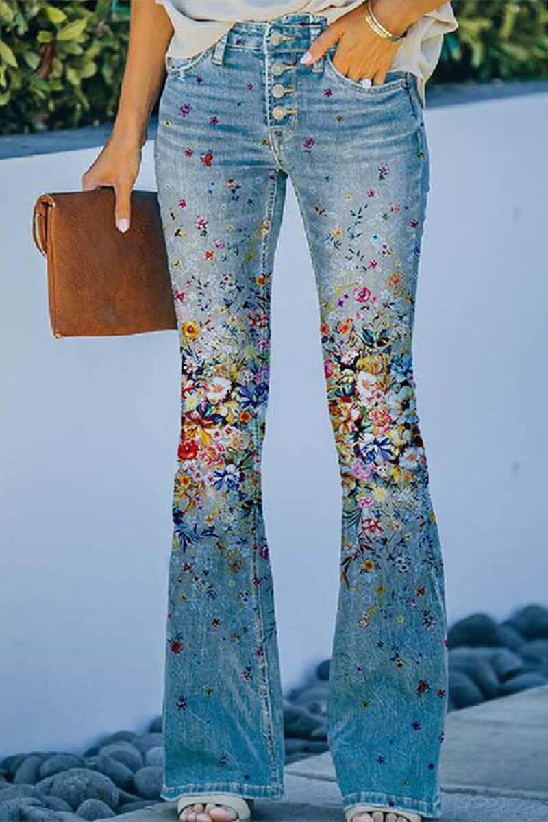 Ladies' Pretty Stitched Pocket Straight Leg Jeans