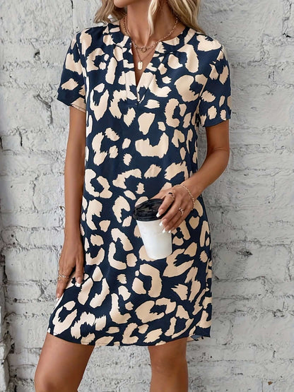 Animal Print Deep V Dress