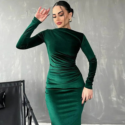 Fitted Women's Long Sleeve Party Dress