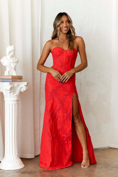 Sleeveless Lace Prom Gown with High Split