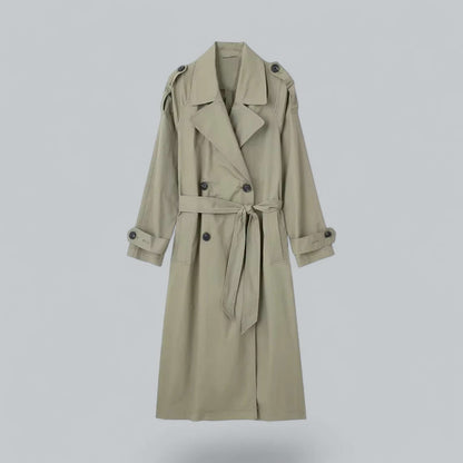 Classic Women's Belted Long Trench Coat