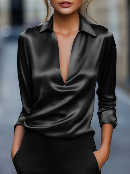 High Quality V Neck Women's Blouse