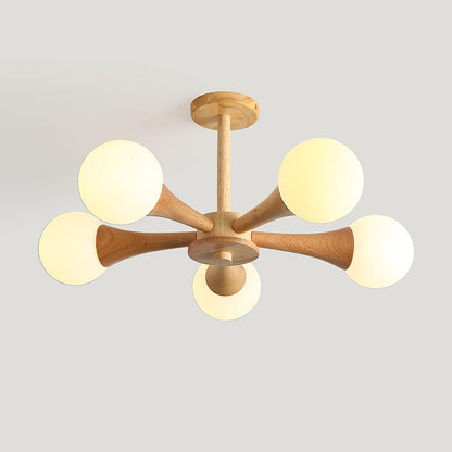 Luxury Wood and Glass Pendant Light