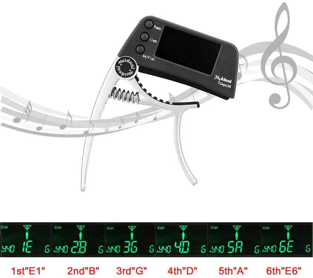 Compact Clip-On Guitar Tuner and Capo Set