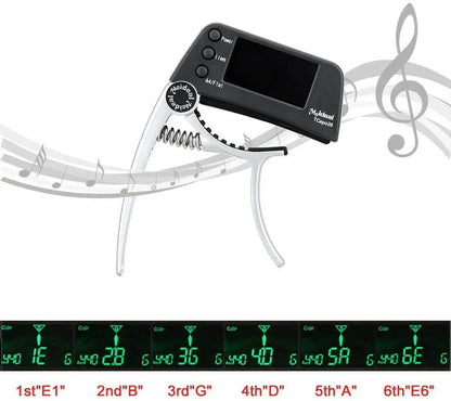 Compact Clip-On Guitar Tuner and Capo Set
