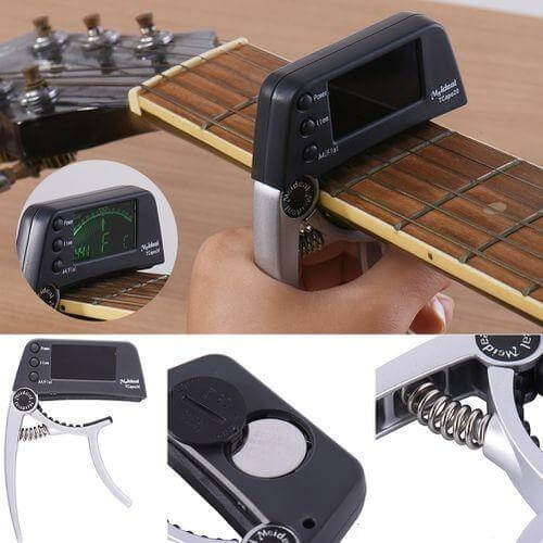 Compact Clip-On Guitar Tuner and Capo Set