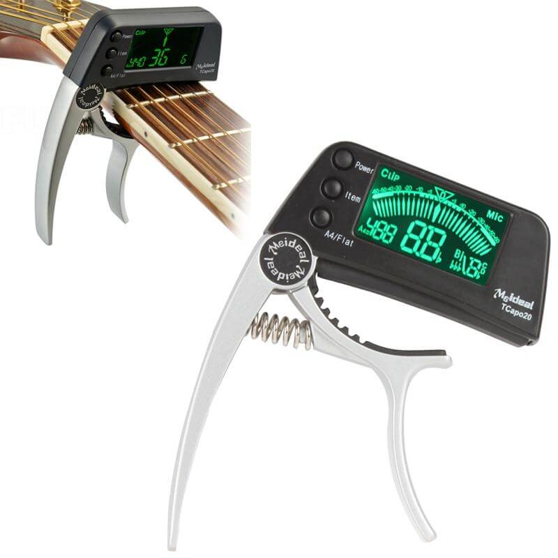 Compact Clip-On Guitar Tuner and Capo Set