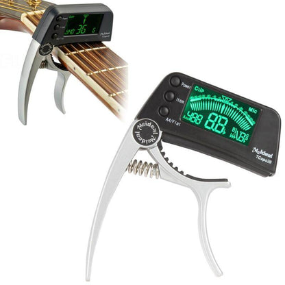 Compact Clip-On Guitar Tuner and Capo Set