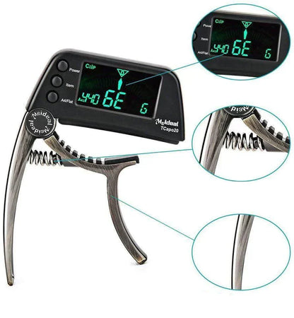 Compact Clip-On Guitar Tuner and Capo Set