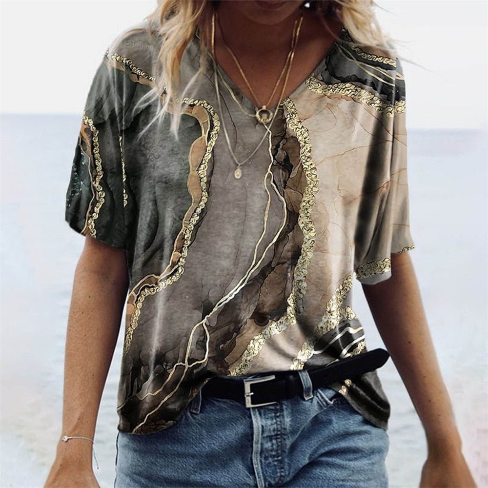 Ladies Comfortable V-Neck Summer T-Shirt