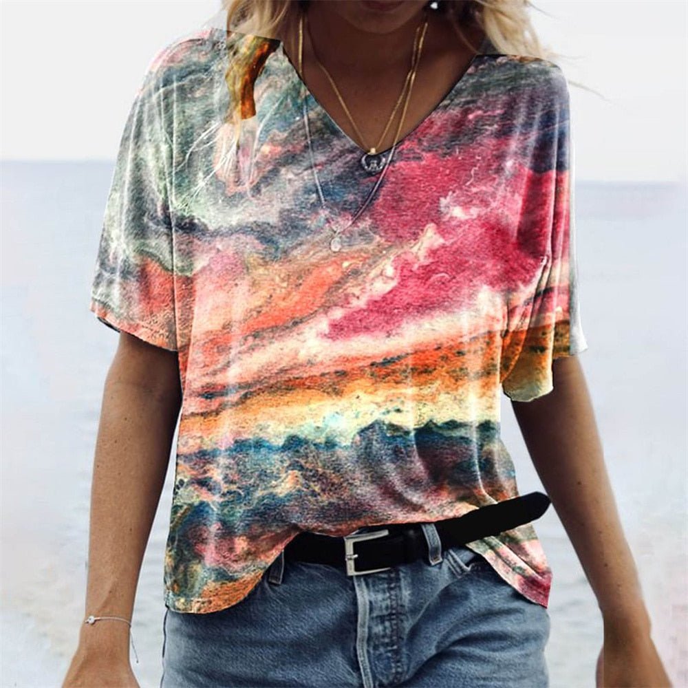 Ladies Comfortable V-Neck Summer T-Shirt