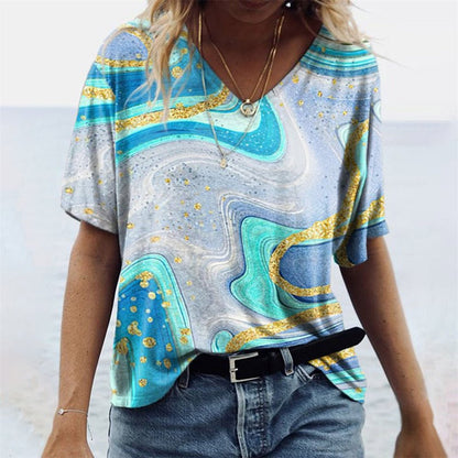 Ladies Comfortable V-Neck Summer T-Shirt - Luxivelle