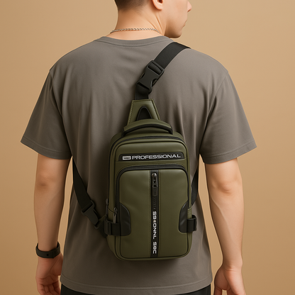 Men’s casual anti-theft crossbody bag with hidden zippers, adjustable strap, and water-resistant PU leather for secure daily carry
