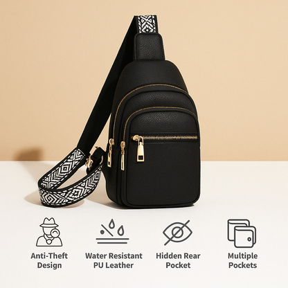 Women’s anti-theft crossbody bag with hidden zippers, water-resistant PU leather, and multiple compartments for stylish daily use
