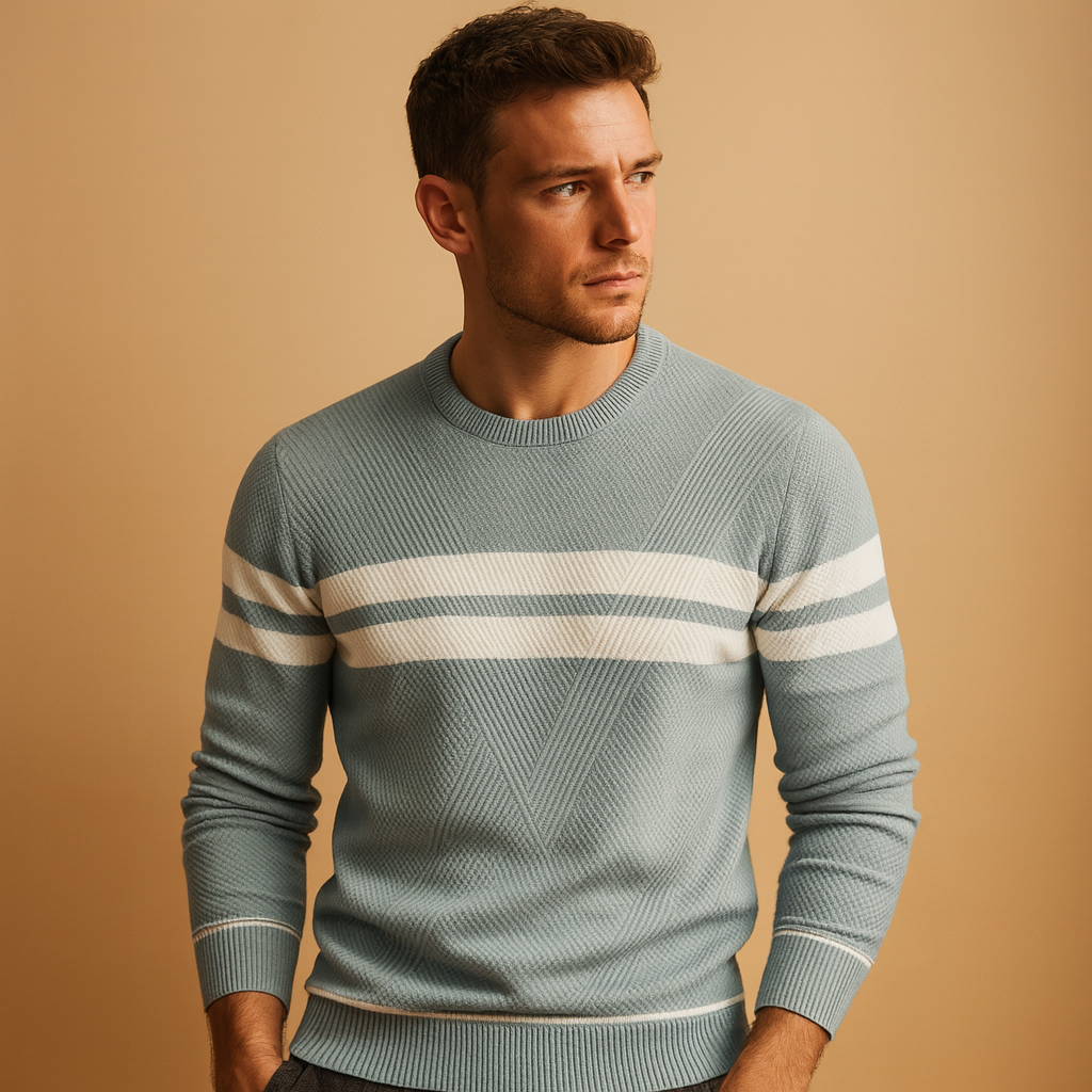 Relaxed Fit Men's Crew Neck Pullover Sweater - Luxivelle