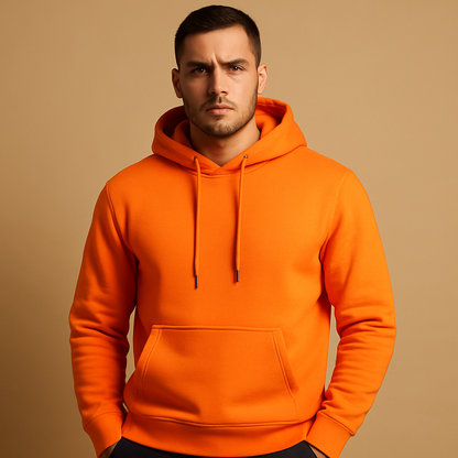 Men’s casual hoodie with soft fabric, hood with drawstrings, and kangaroo pocket. Perfect for everyday comfort in all seasons.