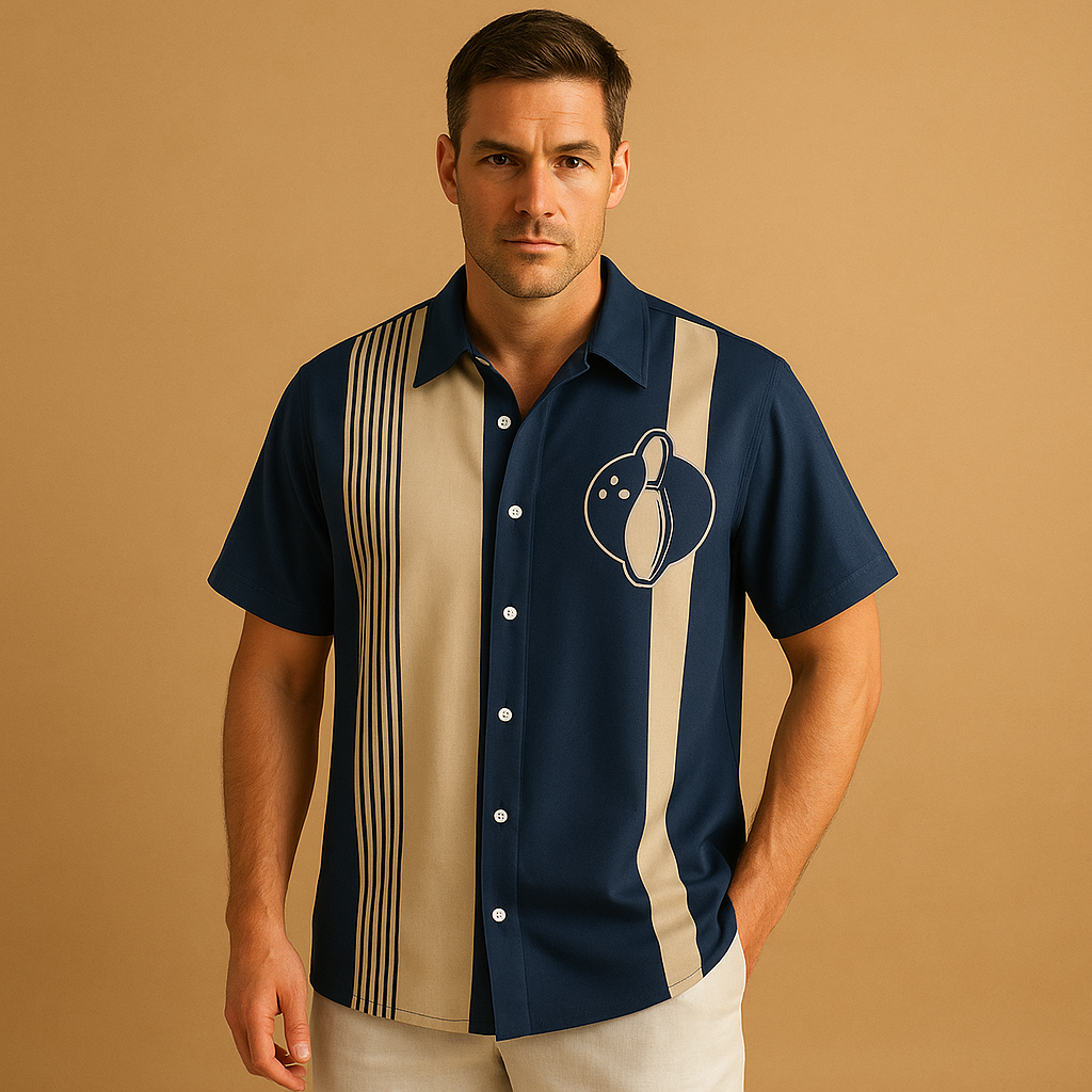 Men's Relaxed Fit Polo Shirt with Fun Bowling Print - Luxivelle