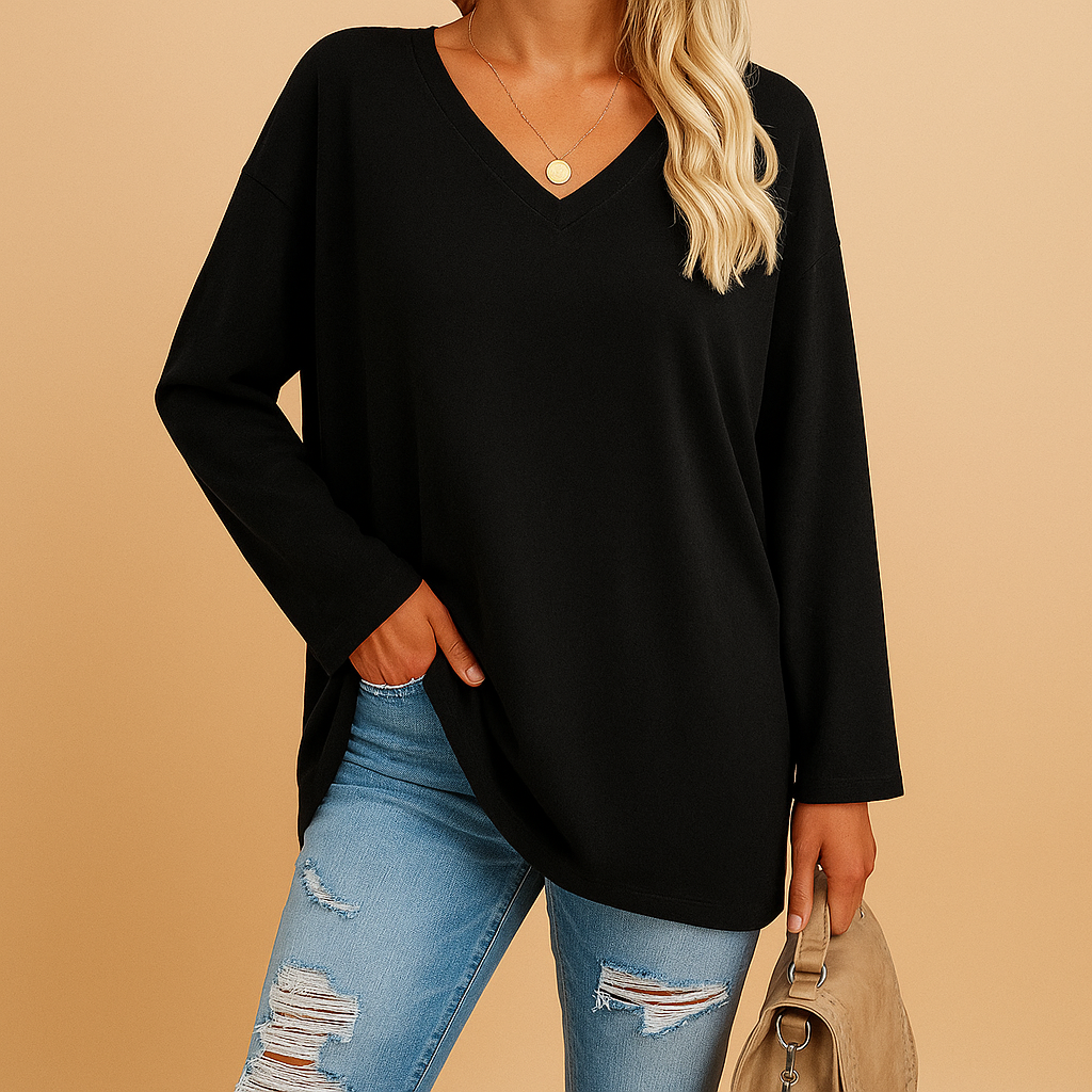 Relaxed Fit Short Sleeve Women's Top - Luxivelle